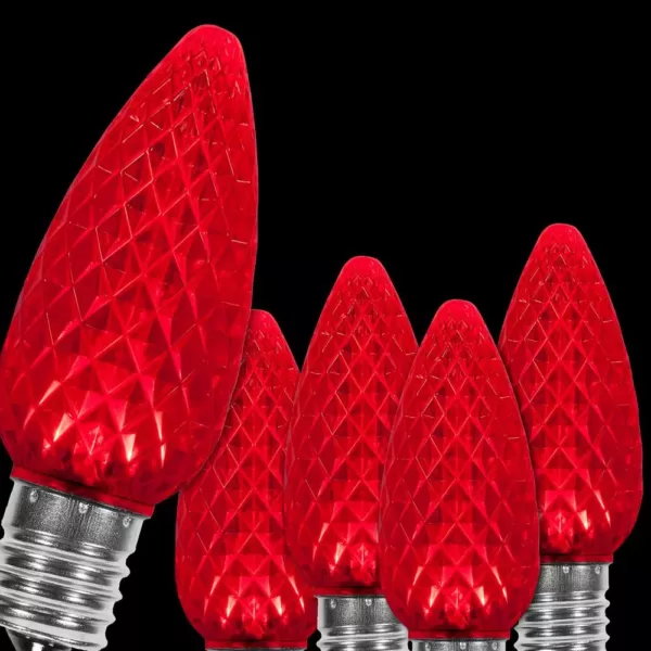 Wintergreen Lighting OptiCore C9 LED Red Faceted Christmas Light Bulbs (25-Pack)