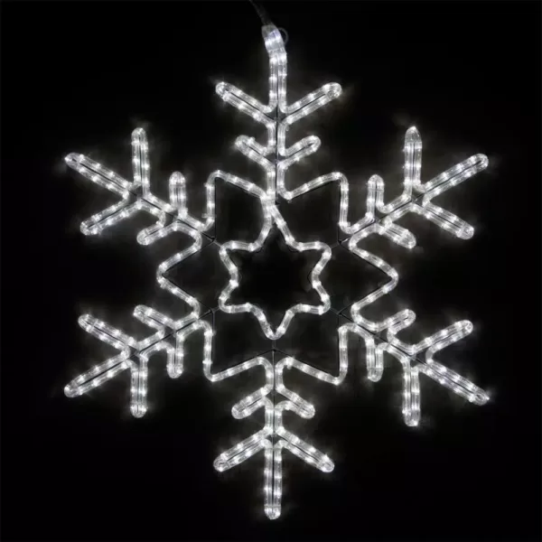 Wintergreen Lighting 28 in. 296-Light LED Cool White Hanging Snowflake with Star Center