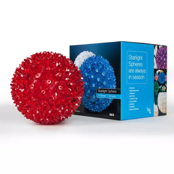 Wintergreen Lighting 7.5 in. 120-Light LED Red Decorative Starlight Sphere