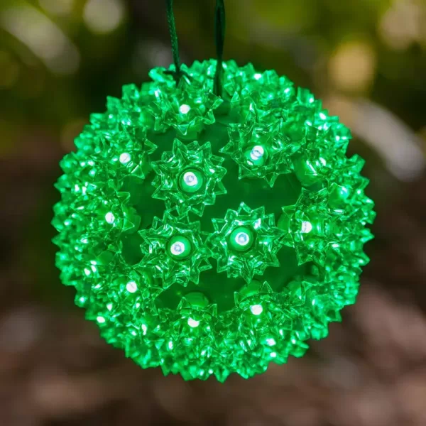 Wintergreen Lighting 7.5 in. 120-Light LED Green Decorative Starlight Sphere