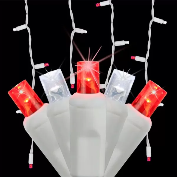 Wintergreen Lighting SoftTwinkle 7 ft. 70-Light LED Red and Cool White Icicle Light Set