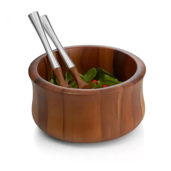 Nambe Nara 10.5 in. Wood Salad Bowl and Servers