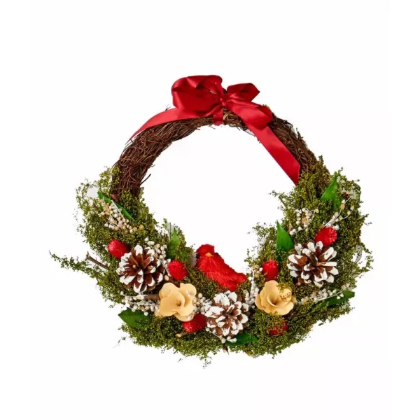 Worth Imports 13 in. Wreath with Cardinal and Foliage