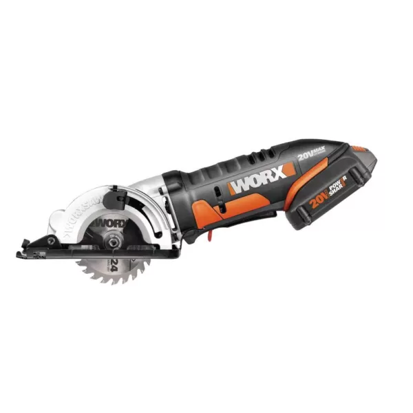 Worx POWER SHARE 20-Volt Worxsaw 3-3/8 in. Compact Circular Saw