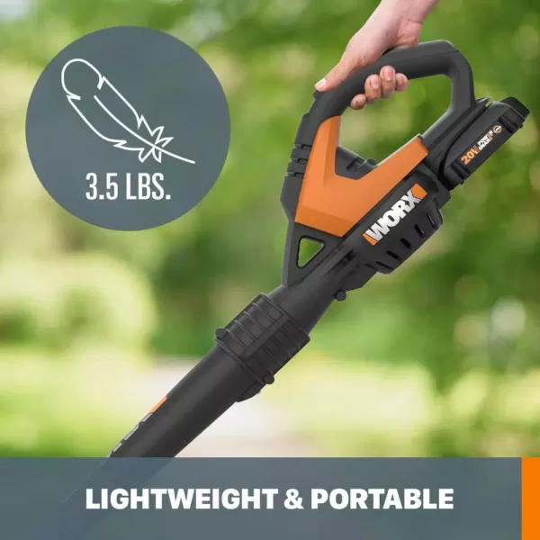 Worx POWER SHARE 20-Volt 120 MPH 80 CFM Cordless Battery Leaf Blower / Sweeper (2Ah Battery, Charger & Accessories Included)