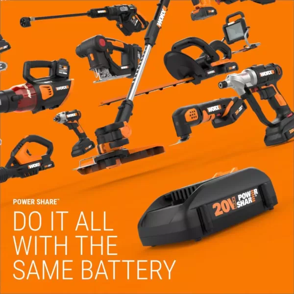 Worx POWER SHARE 20-Volt Switchdriver Cordless 1/4 in. Drill and Driver with 67-Piece Accessory Kit