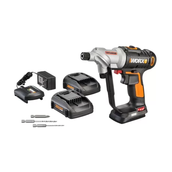 Worx POWER SHARE 20-Volt Switchdriver Cordless 1/4 in. Drill and Driver with 67-Piece Accessory Kit