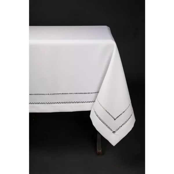 Xia Home Fashions 60 in. in. x 84 in. White Double Hemstitch Easy-Care Tablecloth